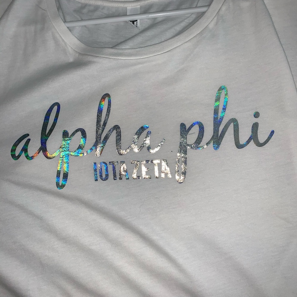 white alpha phi t shirt